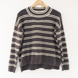 Gray Striped Mock Neck Sweater